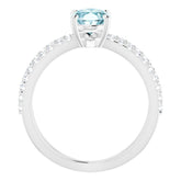 14K White Natural Sky Blue Topaz & 1/3 CTW Natural Diamond Ring